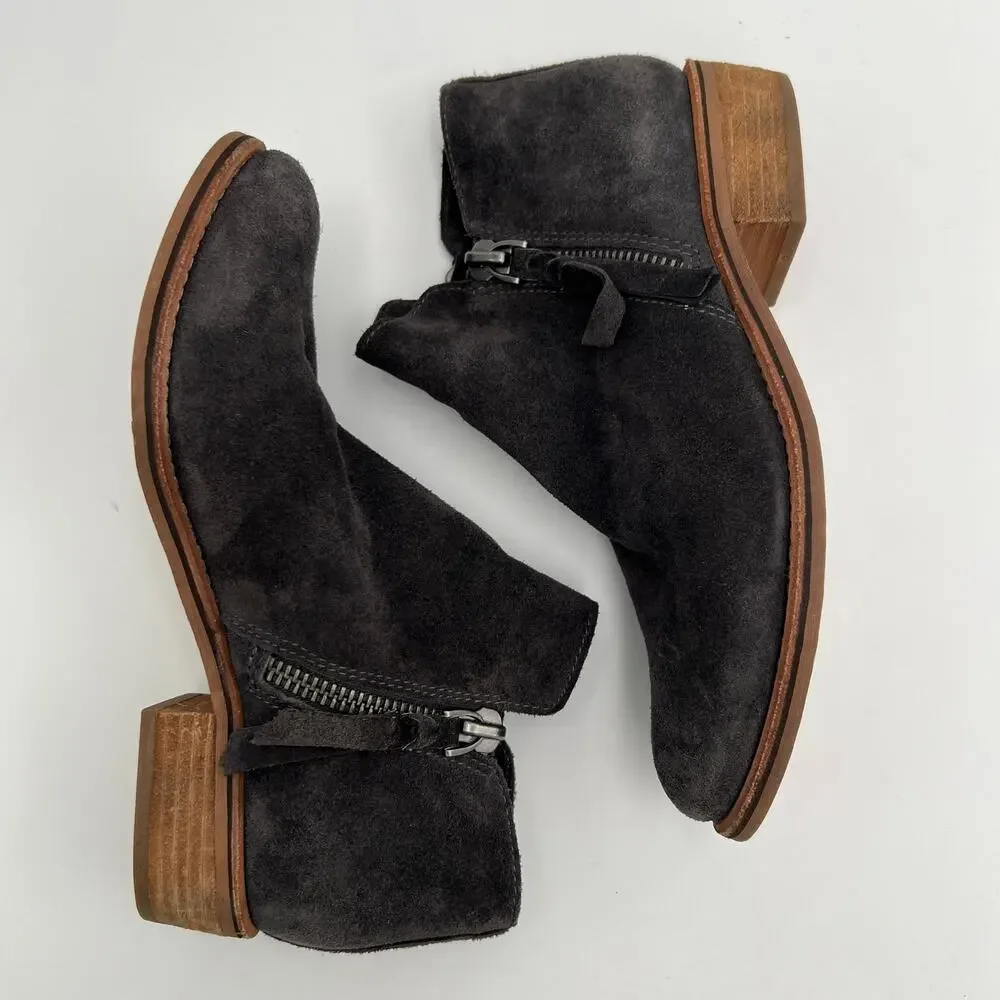 Dolce Vita Sutton Ankle Bootie Womens 8 Gray Suede Leather Dual Side Zip Shoe
